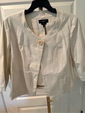 Talbots Cream Single-Button Cropped Blazer